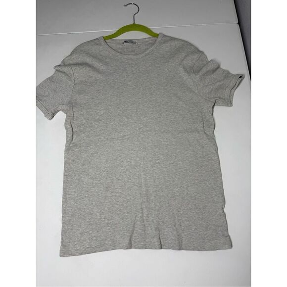 Zara Women’s Cotton Blend Ribbed T-shirt Gray Size XL - Picture 5 of 8